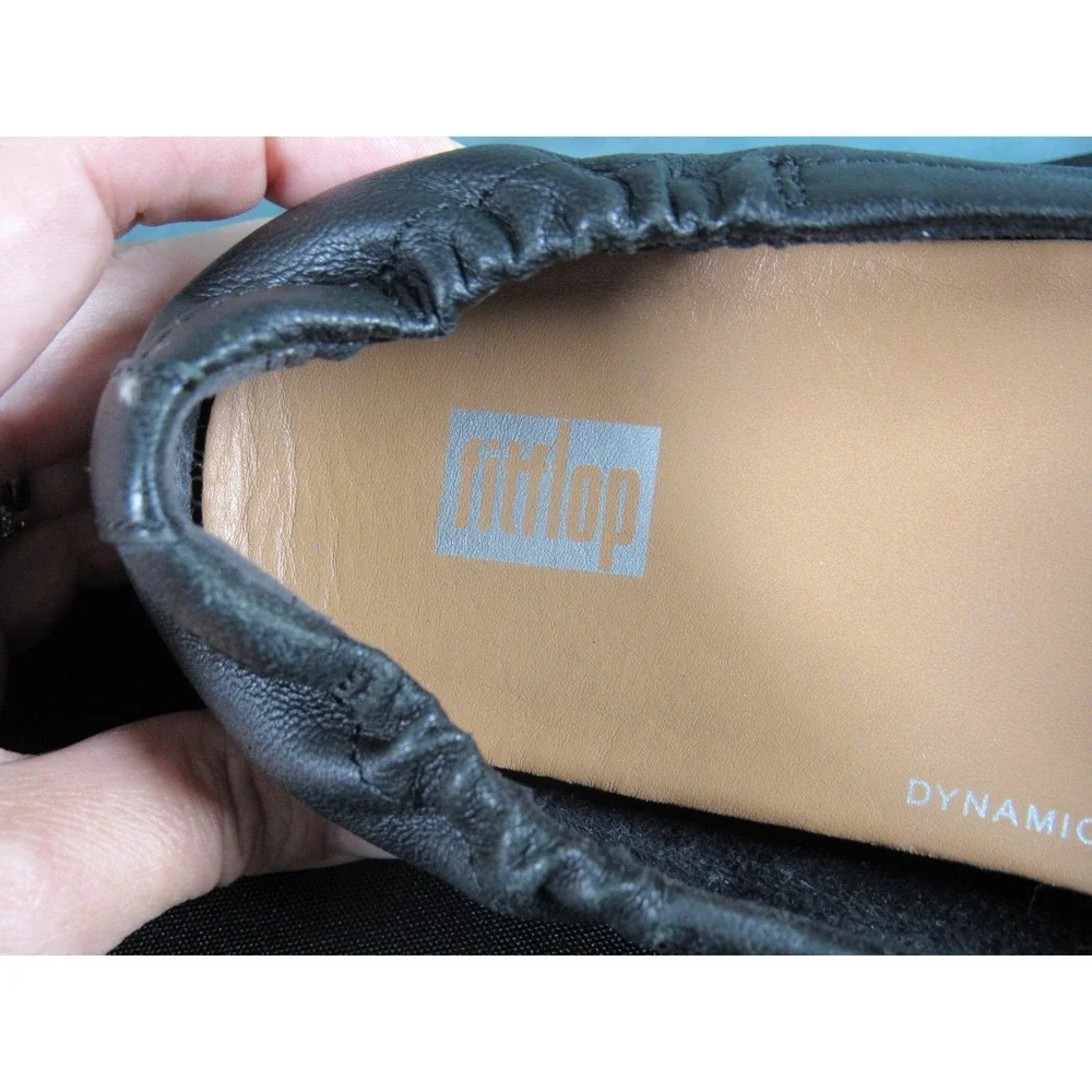 FitFlop Siren Women Black Leather Espadrille Flats Dynamicush Size 6.5 US